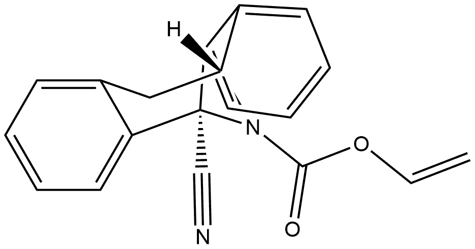 5H-Dibenzo[a,d]cyclohepten-5,10-imine-12-carboxylic acid, 5-cyano-10,11-dihydro-, ethenyl ester, (5S,10R)- 구조식 이미지