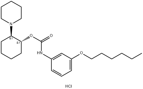 Carbamic acid, [3-(hexyloxy)phenyl]-, 2-(1-piperidinyl)cyclohexyl ester, monohydrochloride, trans- (9CI) 구조식 이미지