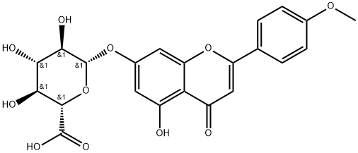 β-D-Glucopyranosiduronic acid, 5-hydroxy-2-(4-methoxyphenyl)-4-oxo-4H-1-benzopyran-7-yl 구조식 이미지