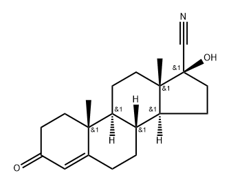 (8R,9S,10R,13S,14S,17S)-17-hydroxy-10,13-dimethyl-3-oxo-2,6,7,8,9,11,12,14,15,16-decahydro-1H-cyclopenta[a]phenanthrene-17-carbonitrile 구조식 이미지