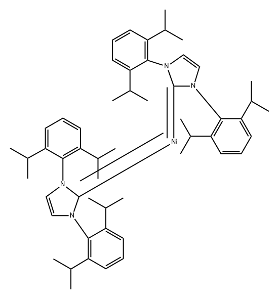 Nickel, bis[1,3-bis[2,6-bis(1-methylethyl)phenyl]-1,3-dihydro-2H-imidazol-2-ylidene]- Structure