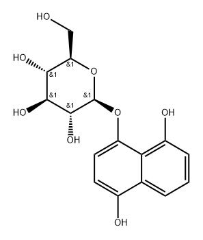 4-(β-D-글루코피라노실옥시)-1,5-나프탈렌디올 구조식 이미지