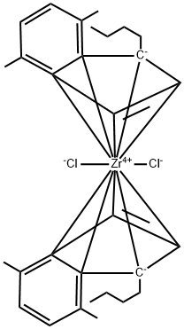 Zirconium, bis[(1,2,3,3a,7a-η)-1-butyl-4,7-dimethyl-1H-inden-1-yl]dichloro- Structure