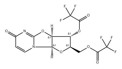 (2R)-2α-[[(Trifluoroacetyl)oxy]methyl]-2,3,3aβ,9aβ-tetrahydro-6-oxo-6H-furo[2',3':4,5]oxazolo[3,2-a]pyrimidine-3β-yl=trifluoroacetate Structure