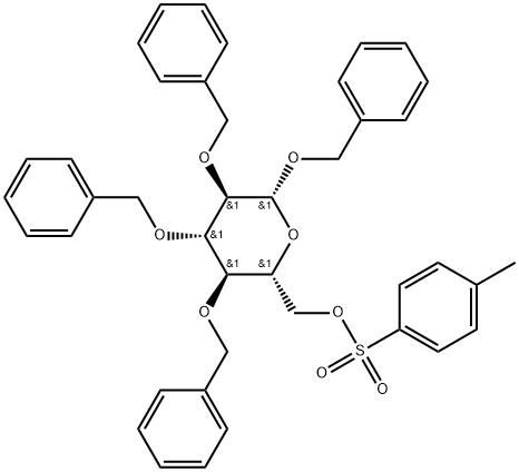 β-D-Glucopyranoside, phenylmethyl 2,3,4-tris-O-(phenylmethyl)-, 6-(4-methylbenzenesulfonate) Structure