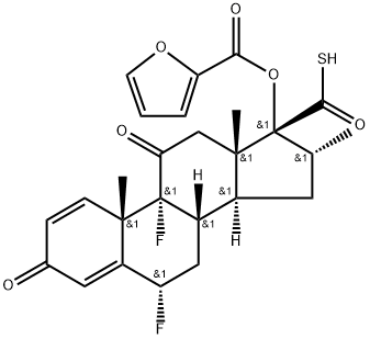 Androsta-1,4-diene-17-carbothioic acid, 6,9-difluoro-17-[(2-furanylcarbonyl)oxy]-16-methyl-3,11-dioxo-, (6α,16α,17α)- Structure