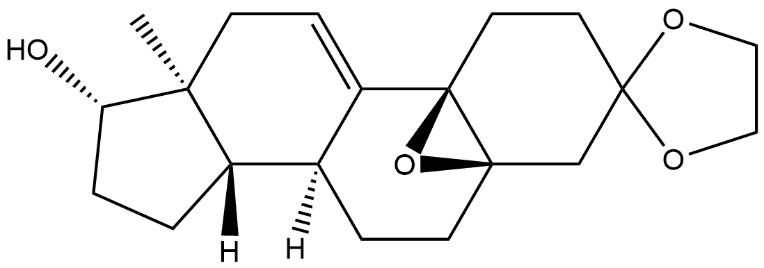 (5R,10R,13S,17S)-13-methyl-1,2,4,6,7,8,12,13,14,15,16,17-dodecahydrospiro[5,10-epoxycyclopenta[a]phenanthrene-3,2'-[1,3]dioxolan]-17-ol Structure