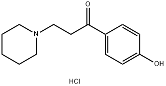 1-Propanone, 1-(4-hydroxyphenyl)-3-(1-piperidinyl)-, hydrochloride (1:1) Structure