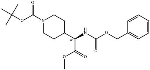 4-Piperidineacetic acid, 1-[(1,1-dimethylethoxy)carbonyl]-α-[[(phenylmethoxy)carbonyl]amino]-, methyl ester, (αR)- 구조식 이미지