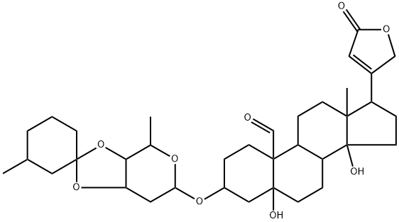 3β-[[3-O,4-O-(3-Methylcyclohexylidene)-2,6-dideoxy-β-D-ribo-hexopyranosyl]oxy]-5,14-dihydroxy-19-oxo-5β-card-20(22)-enolide 구조식 이미지