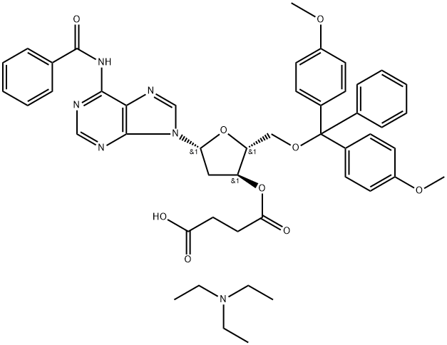 N6-Benzoyl-5'-O-(4,4-Dimethoxytrityl)-2'-deoxyadenosine-3'-succinate, TEA salt 구조식 이미지