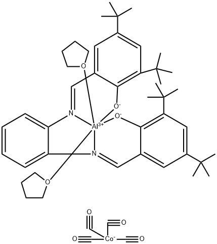 Aluminum(1+), [[2,2'-[1,2-phenylenebis[(nitrilo-κN)methylidyne]]bis[4,6-bis(1,1-dimethylethyl)phenolato-κO]](2-)]bis(tetrahydrofuran)-, (OC-6-13)-, (T-4)-tetracarbonylcobaltate(1-) (1:1) Structure