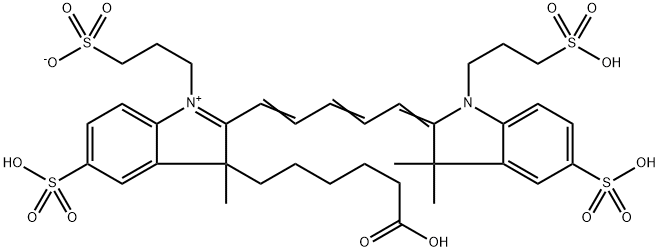 3H-Indolium, 3-(5-carboxypentyl)-2-[5-[1,3-dihydro-3,3-dimethyl-5-sulfo-1-(3-sulfopropyl)-2H-indol-2-ylidene]-1,3-pentadien-1-yl]-3-methyl-5-sulfo-1-(3-sulfopropyl)-, inner salt Structure