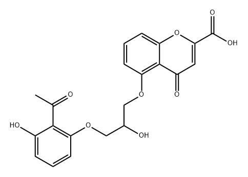 5-(3-(2-Acetyl-3-hydroxyphenoxy)-2-hydroxypropoxy)-4-oxo-4H-chromene-2-carboxylic acid 구조식 이미지