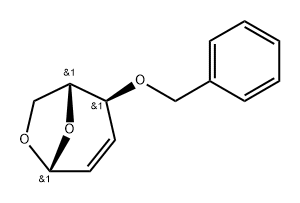 .beta.-D-erythro-Hex-2-enopyranose, 1,6-anhydro-2,3-dideoxy-4-O-(phenylmethyl)- Structure