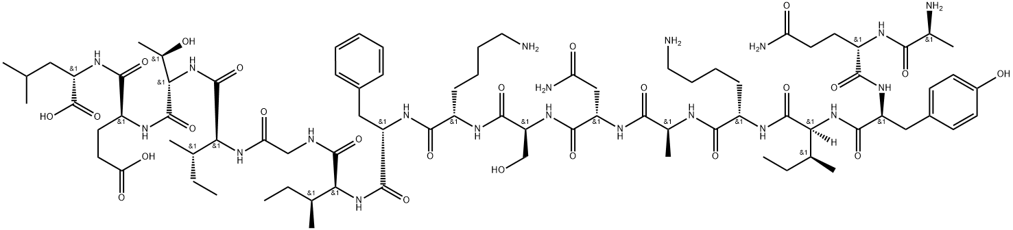 L-Leucine, L-alanyl-L-glutaminyl-L-tyrosyl-L-isoleucyl-L-lysyl-L-alanyl-L-asparaginyl-L-seryl-L-lysyl-L-phenylalanyl-L-isoleucylglycyl-L-isoleucyl-L-threonyl-L-α-glutamyl- Structure