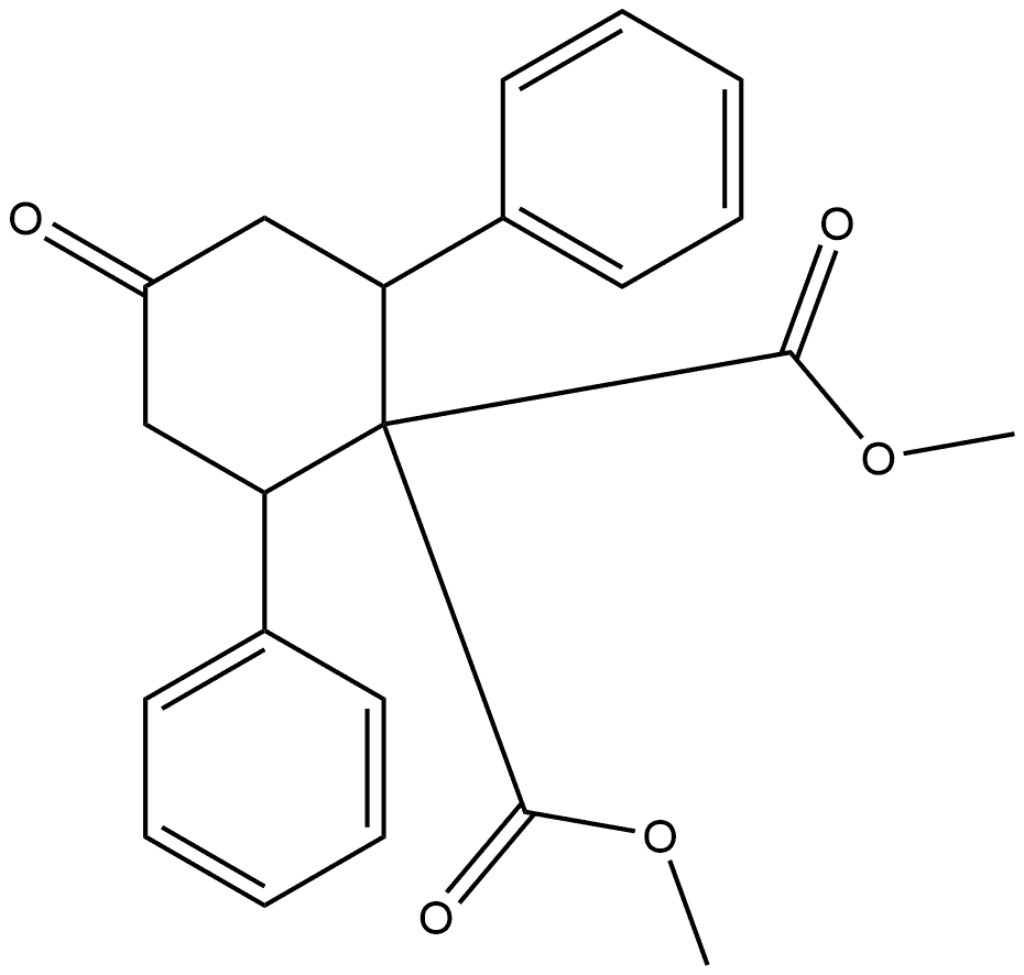 1,1-Cyclohexanedicarboxylic acid, 4-oxo-2,6-diphenyl-, 1,1-dimethyl ester Structure