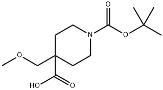 1-(tert-butoxycarbonyl)-4-(methoxymethyl)piperidine-4-carboxylic acid 구조식 이미지