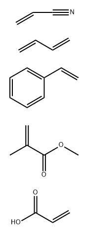 2-Propenoic acid, 2-methyl-, methyl ester, polymer with 1,3-butadiene, ethenylbenzene, 2-propenenitrile and 2-propenoic acid Structure