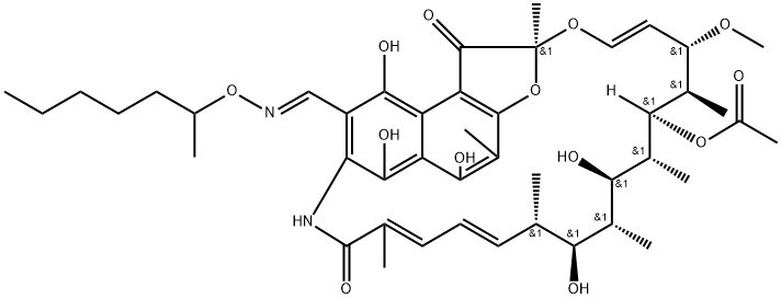 3-[(1-메틸헥실)옥시이미노메틸]리파마이신SV 구조식 이미지