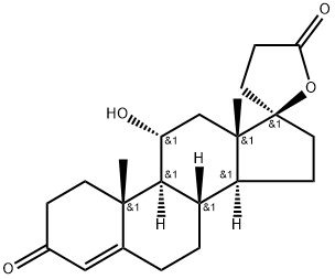 Pregn-4-ene-21-carboxylic acid, 11,17-dihydroxy-3-oxo-, γ-lactone, (11α,17α)- (9CI) Structure