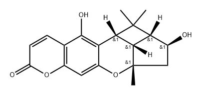 1H,7H-4,6-Dioxacyclobut[1,7]indeno[5,6-b]naphthalen-7-one, 1a,2,3,3a,10b,10c-hexahydro-2,10-dihydroxy-1,1,3a-trimethyl-, [1aR-(1aα,2α,3aα,10bα,10cα)]- (9CI) 구조식 이미지