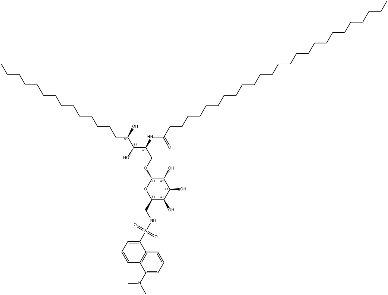 Hexacosanamide, N-[(1S,2S,3R)-1-[[[6-deoxy-6-[[[5-(dimethylamino)-1-naphthalenyl]sulfonyl]amino]-α-D-galactopyranosyl]oxy]methyl]-2,3-dihydroxyheptadecyl]- Structure