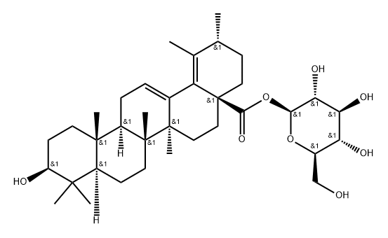 3beta-Hydroxyurs-12,18-dien-28-oic acid beta-D-glucopyranosyl ester 구조식 이미지
