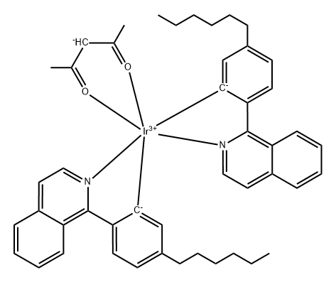 Bis[(4-n-hexylphenyl)isoquinoline](acetylacetonate)iridium (III) Structure