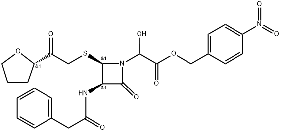 1-Azetidineacetic acid, α-hydroxy-2-oxo-4-[[2-oxo-2-[(2S)-tetrahydro-2-furanyl]ethyl]thio]-3-[(2-phenylacetyl)amino]-, (4-nitrophenyl)methyl ester, (3R,4R)- Structure