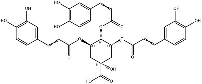 Cyclohexanecarboxylic acid, 3,4,5-tris[[3-(3,4-dihydroxyphenyl)-1-oxo-2-propen-1-yl]oxy]-1-hydroxy-, (1α,3R,4α,5R)- Structure
