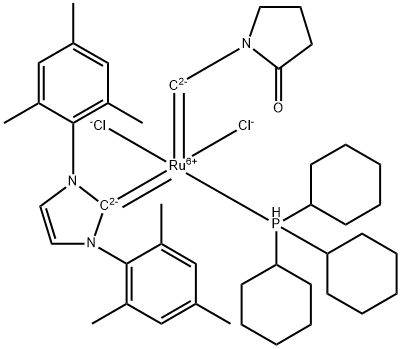 RutheniuM, dichloro[1,3-dihydro-1,3-bis(2,4,6-triMethylphenyl)-2H-iMidazol-2-ylidene][(2-oxo-1-pyrrolidinyl)Methylene](tricyclohexylphosphine)-, (SP-5-41)- (9CI) 구조식 이미지