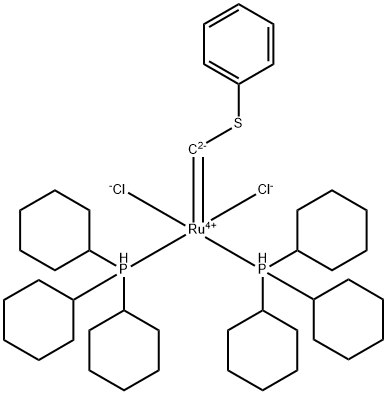 Bis(tricyclohexylphosphine)[(phenylthio)methylene]ruthenium (II) dichloride Structure