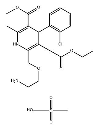 3,5-Pyridinedicarboxylic acid, 2-[(2-aminoethoxy)methyl]-4-(2-chlorophenyl)-1,4-dihydro-6-methyl-, 3-ethyl 5-methyl ester, methanesulfonate, hydrate (1:1:1) Structure