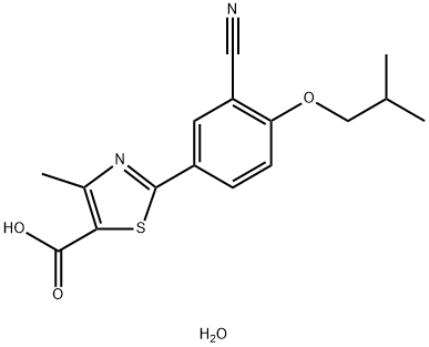 5-Thiazolecarboxylic acid, 2-[3-cyano-4-(2-methylpropoxy)phenyl]-4-methyl-, hydrate (2:1) Structure