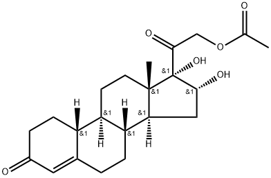 2-((10R,13S,16R,17S)-16,17-dihydroxy-13-methyl-3-oxo-2,3,6,7,8,9,10,11,12,13,14,15,16,17-tetradecahydro-1H-cyclopenta[a]phenanthren-17-yl)-2-oxoethyl acetate Structure