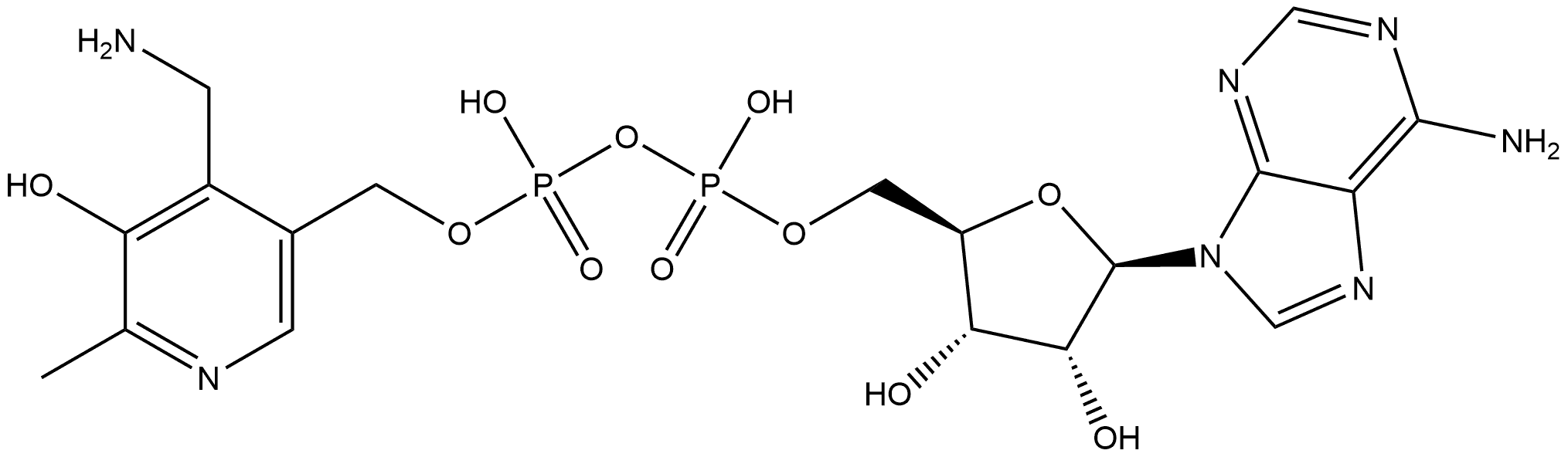 Adenosine 5'-(trihydrogen diphosphate), 5'-[[4-(aminomethyl)-5-hydroxy-6-methyl-3-pyridinyl]methyl] ester (9CI) Structure