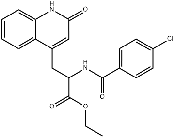 4-Quinolinepropanoic acid, α-[(4-chlorobenzoyl)amino]-1,2-dihydro-2-oxo-, ethyl ester 구조식 이미지