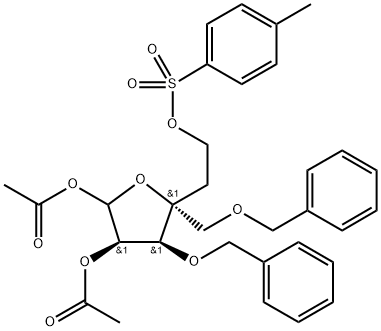 L-?lyxo-?Hexofuranose, 5-?deoxy-?4-?C-?[(phenylmethoxy)?methyl]?-?3-?O-?(phenylmethyl)?-?, 1,?2-?diacetate 6-?(4-?methylbenzenesulfona?te) Structure