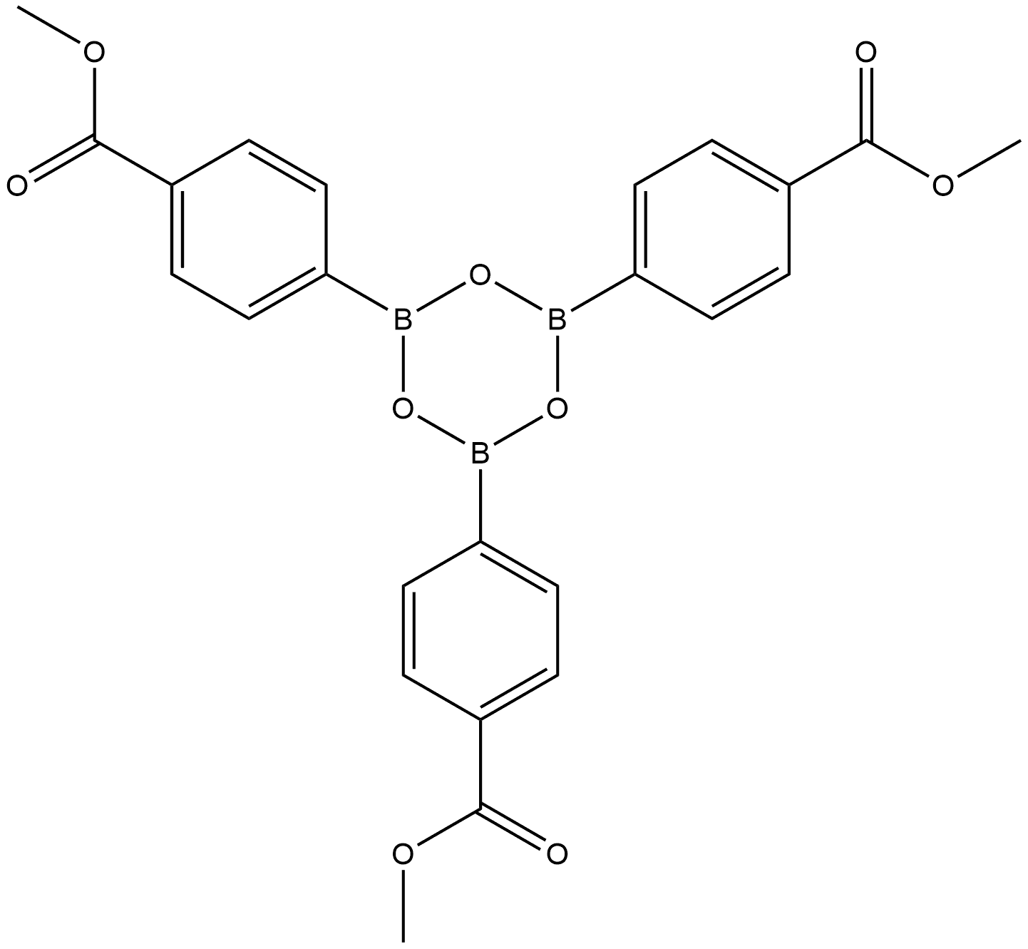 Benzoic acid, 4,4',4''-(2,4,6-boroxintriyl)tris-, 1,1',1''-trimethyl ester Structure