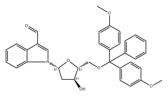 5'-O-(4,4'-Dimethoxytrityl)-3-formylindole-2'-deoxyriboside 구조식 이미지