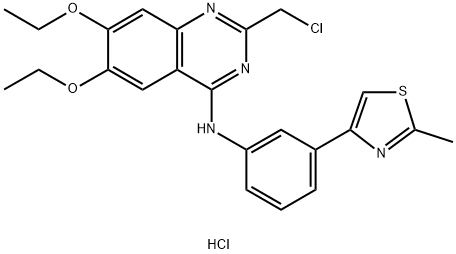 4-Quinazolinamine, 2-(chloromethyl)-6,7-diethoxy-N-[3-(2-methyl-4-thiazolyl)phenyl]-, hydrochloride (1:1) 구조식 이미지