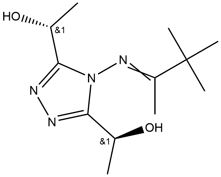 (1S)-1-{4-[(E)-(3,3-Dimethylbutan-2-ylidene)amino]-5-[(1R)-1-hydroxyethyl]-4H-1,2,4-triazol-3-yl}ethan-1-ol Structure