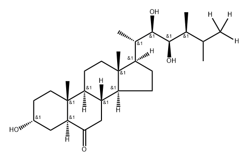 Ergostan-6-one-26,26,26-d3, 3,22,23-trihydroxy-, (3α,5α,22R,23R,24S)- (9CI) Structure