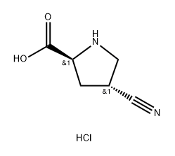 (2S,4R)-4-cyanopyrrolidine-2-carboxylic acid hydrochloride Structure