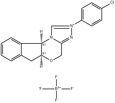 4H,6H-Indeno[2,1-b][1,2,4]triazolo[4,3-d][1,4]oxazinium, 2-(4-chlorophenyl)-5a,10b-dihydro-, (5aS,10bR)-, tetrafluoroborate(1-) (1:1) Structure