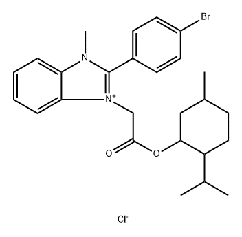 2-(4-Bromophenyl)-1-(2-((2-isopropyl-5-methylcyclohexyl)oxy)-2-oxoethyl)-3-methyl-1h-benzo[d]imidazol-3-ium chloride Structure