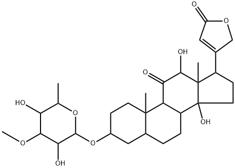 3β-[(6-Deoxy-3-O-methyl-D-galactopyranosyl)oxy]-12β,14-dihydroxy-11-oxo-5β-card-20(22)-enolide 구조식 이미지