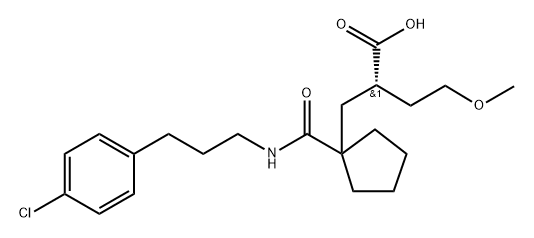 Cyclopentanepropanoic acid, 1-[[[3-(4-chlorophenyl)propyl]amino]carbonyl]-α-(2-methoxyethyl)-, (αS)- Structure