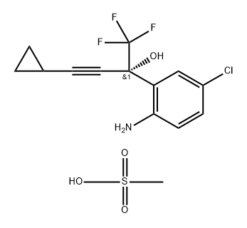 (2S)-2-(2-AMINO-5-CHLOROPHENYL)-4-CYCLOPROPYL-1,1,1-TRIFLUOROBUT-3-YN-2-OL METHANESULFONATE (1:1.5) Structure